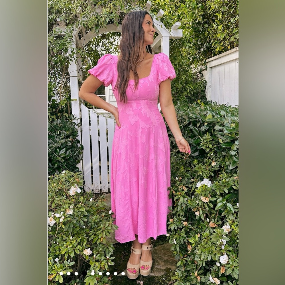 Show Me Your MuMu Vibrant Pink Floral Mia Midi Dress NWT, Size XL